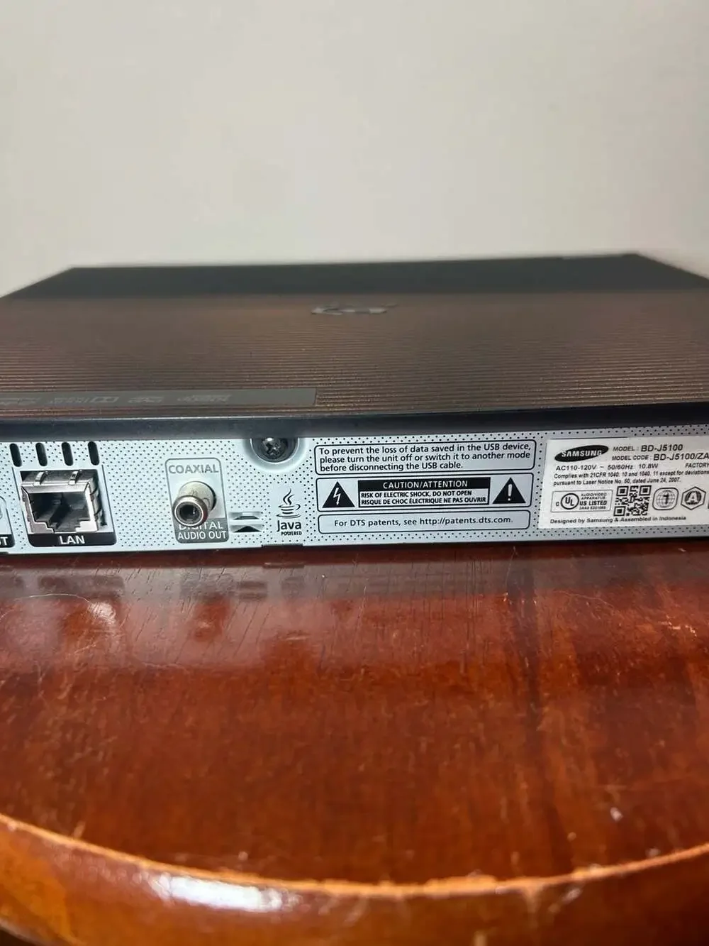 Samsung BD-J5100 Blu-ray Disc Player - NO REMOTE - Tested Works